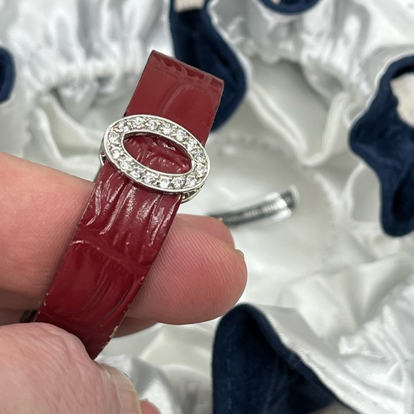 Vintage QVC Sterling Silver Diamonique Oval Leather Bracelet Set - Picture 5 of 15